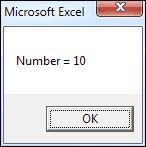 Excel VBA message