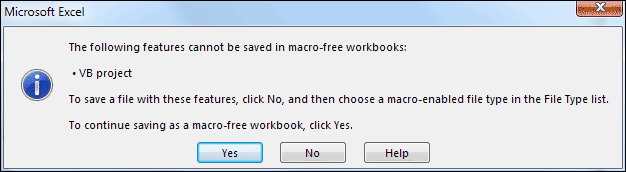 Excel error message