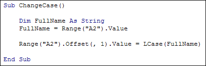 Excel VBA code to change text to lowercase