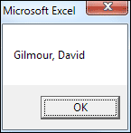 Excel Message box showing a reversed name