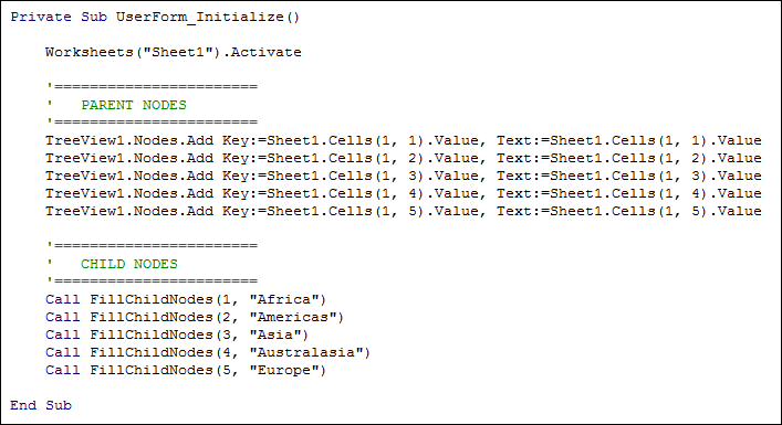 Adding function calls to the Initialize event