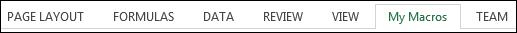 The new tab in Excel