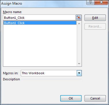 The Assign Macro dialogue box