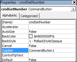 Setting the Caption property of a button