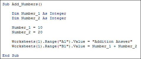 Excel VBA code to add up