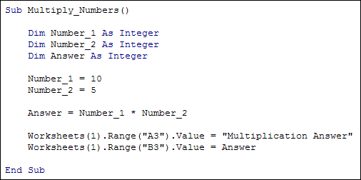 Excel VBA code to multiply numbers