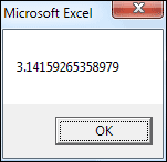 Message box showing PI with the As Double variable type