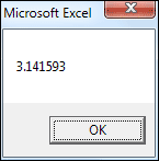 Message box showing PI with the As Single variable type
