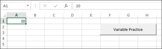 A button on an Excel spreadsheet demonstrating variables